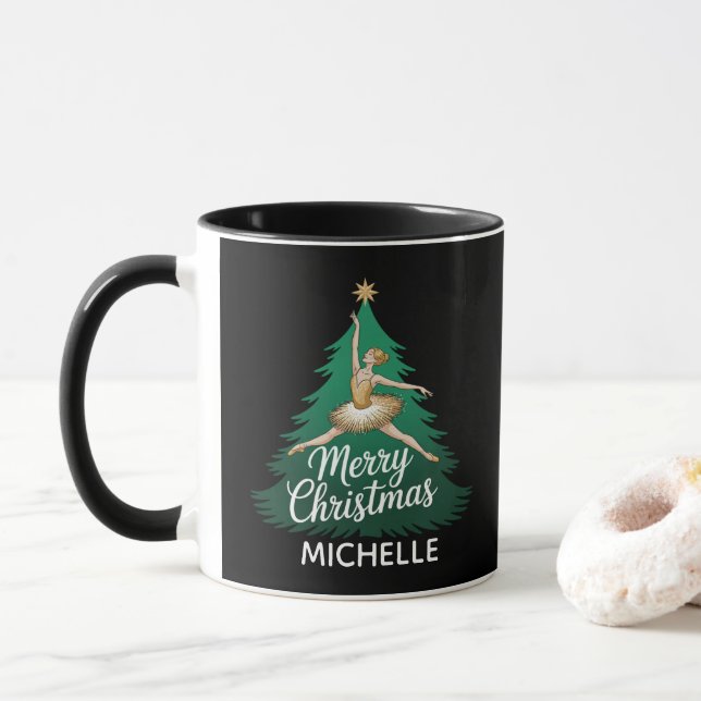 Personalized Ballerina ballet dancer christmas  Mug (With Donut)