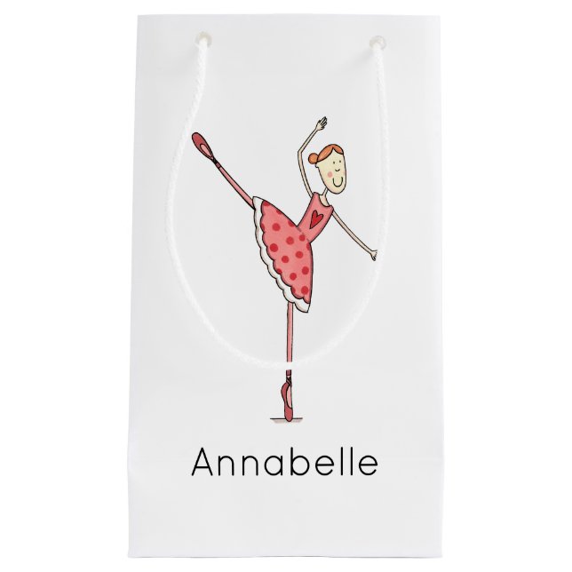 Personalized Ballerina Ballet Dancer Small Gift Bag (Front)