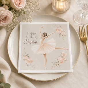 Personalized Ballerina Birthday Blush Floral Napkin