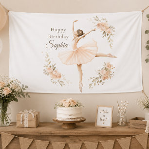 Personalized Ballerina Birthday Blush Floral Party Banner