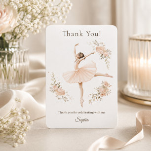 Personalized Ballerina Birthday Blush Floral  Thank You Card