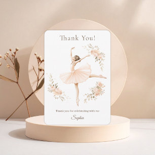 Personalized Ballerina Birthday Blush Floral  Thank You Card