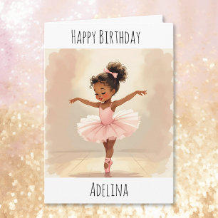 Personalized Ballerina Birthday + Coloring Page Card