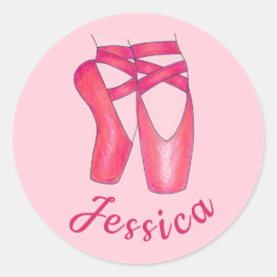 Personalized Ballerina Dance Ballet Pointe Dancer Classic Round Sticker