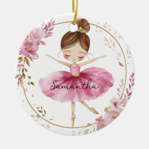 Personalized Ballerina Girl Ceramic Ornament