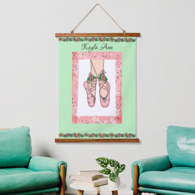 Personalized Ballerina Girl's Name Hanging Tapestry (Living Room)