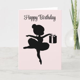 Personalized Ballerina Holding A Gift Birthday Card