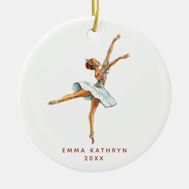 Personalized Ballerina Little Girl Sugarplum Fairy Ceramic Ornament (Front)