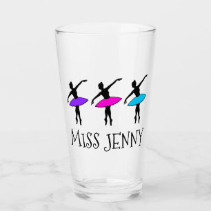 Personalized Ballerina Pointe Ballet Dance Teacher Glass