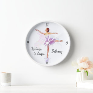 Personalized Ballerina 'Time to Dance' (plus name) Clock