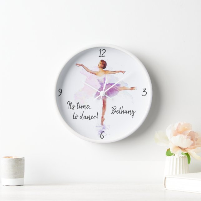 Personalized Ballerina 'Time to Dance' (plus name) Clock (Home)