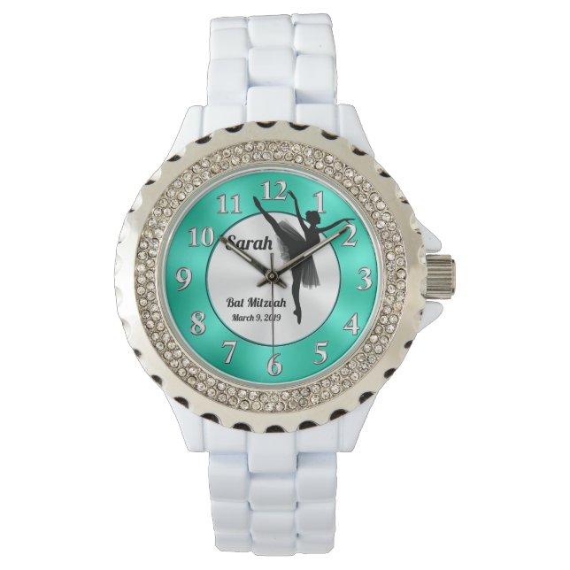 Personalized Ballerina Watch, Bat Mitzvah Gift Watch (Front)