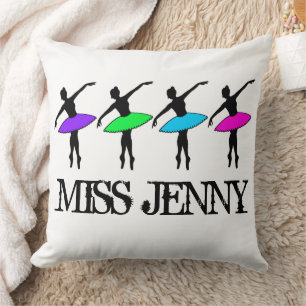 Personalized Ballet Ballerina Dance Teacher Pointe Throw Pillow