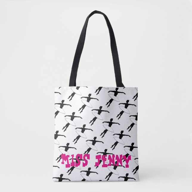 Personalized Ballet Ballerina Pointe Dance Teacher Tote Bag (Front)