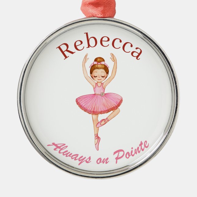 Personalized Ballet Dance, Custom Pink Tutu Gift  Metal Ornament (Front)