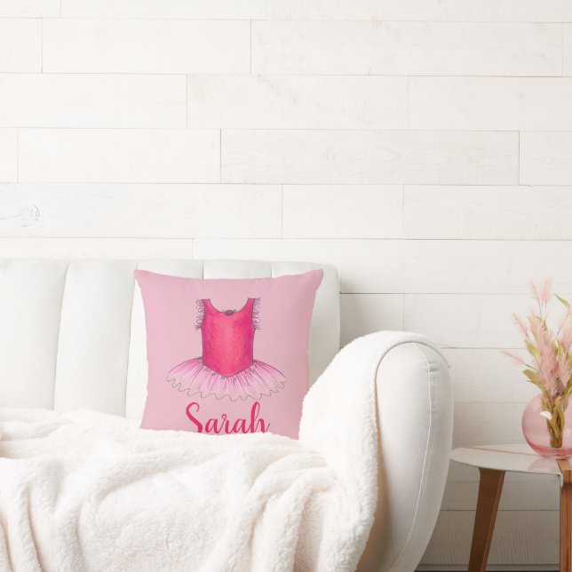 Personalized Ballet Dancer Ballerina Tutu Dance Throw Pillow (Couch)