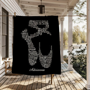 Personalized Ballet Shoe Typgography  Fleece Blanket