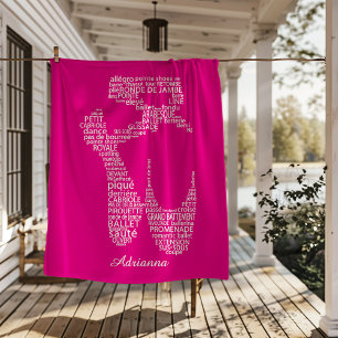 Personalized Ballet Shoe Typgography  Fleece Blanket