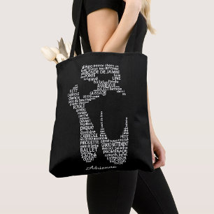 Personalized Ballet Shoe Typgography  Tote Bag