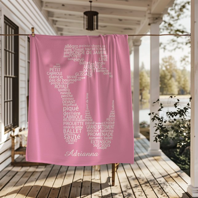 Personalized Ballet Shoe Typography  Fleece Blanket (Creator Uploaded)