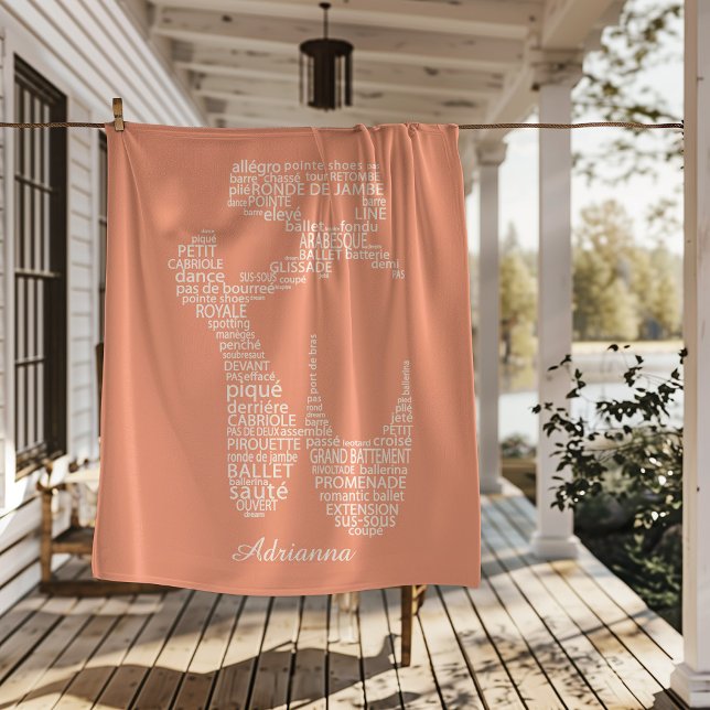 Personalized Ballet Shoe Typography  Fleece Blanket (Creator Uploaded)