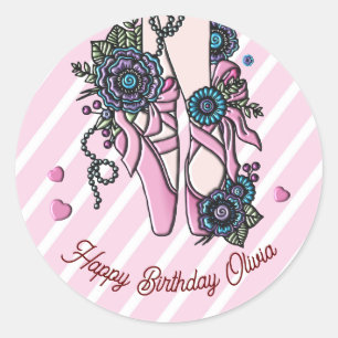 Personalized Ballet Shoes Classic Round Sticker