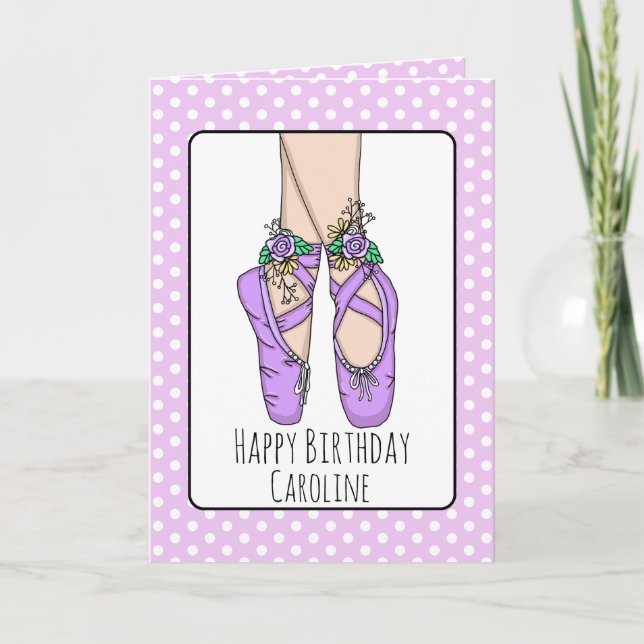 Personalized Ballet Slippers Ballerina Birthday Ca Card (Front)