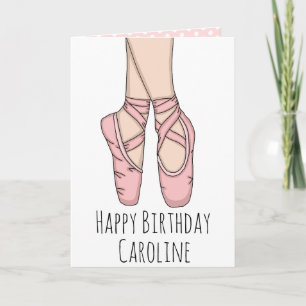 Personalized Ballet Slippers Ballerina Birthday Card