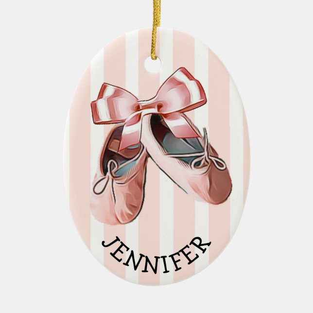 Personalized Ballet Slippers Christmas Ornament (Front)