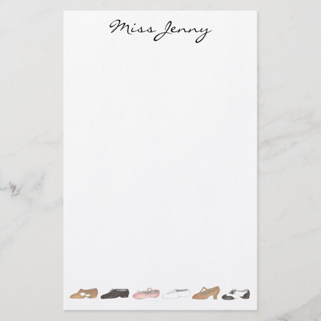 Personalized Ballet Tap Dance Shoes Teacher Gift Stationery (Front)