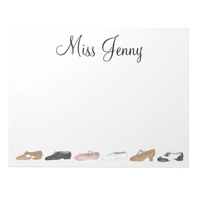 Personalized Ballet Tap Jazz Dance Teacher Gift Notepad (Front)