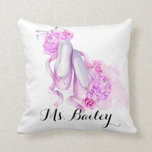 Personalized Ballet Teacher Watercolor Throw Pillow