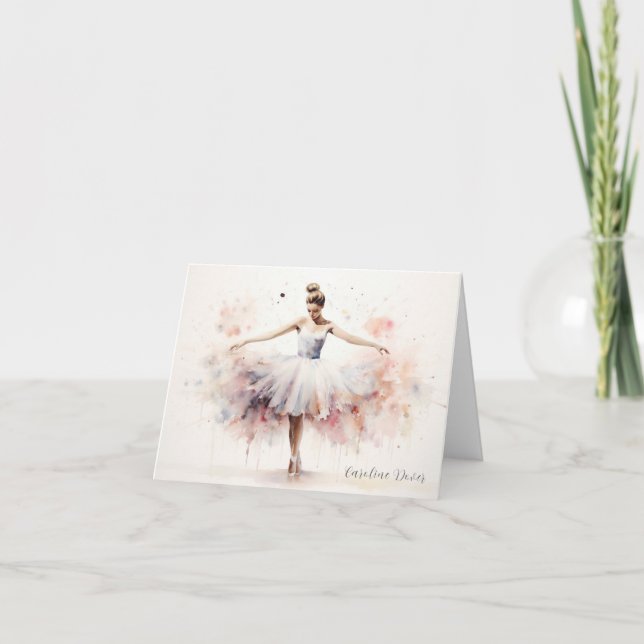 Personalized Ballet Thank You Note Card Stationery (Front)