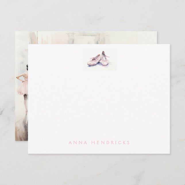 Personalized Ballet Thank You Note Card Stationery (Front/Back)