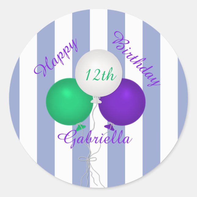 Personalized Balloon Birthday Stickers (Front)