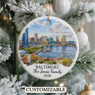 Personalized Baltimore Ornament, Custom Maryland Ceramic Ornament