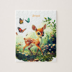Personalized Bambi and Butterflies Jigsaw Puzzle