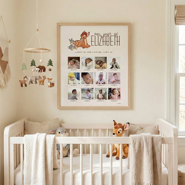 Personalized Bambi First Birthday Milestone Poster (Créateur téléchargé)