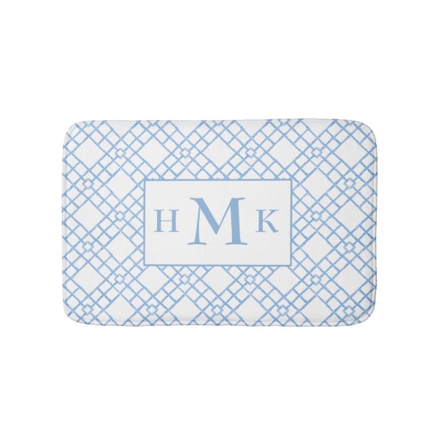 Personalized Bamboo Lattice Monogram  Bath Mat (Front)