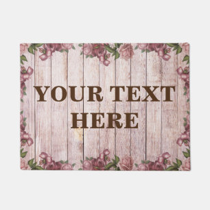 Personalized Bamboo Wood Wooden Background Doormat