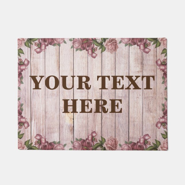 Personalized Bamboo Wood Wooden Background Doormat (Front)