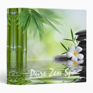 Personalized Bamboo Zen Stones Water Plumeria Binder