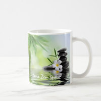 Personalized Bamboo Zen Stones Water Plumeria