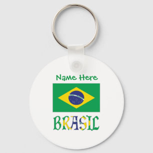 Personalized Bandiera Brasil Round Aluminum Keychain