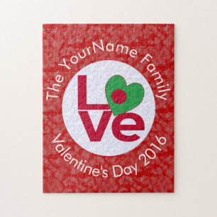 Personalized Bangladeshi Red LOVE Flag Jigsaw Puzzle
