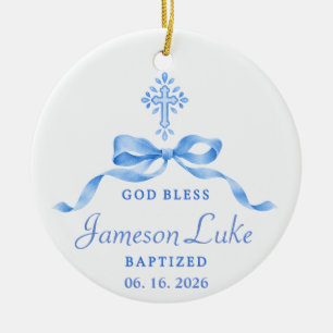 Personalized Baptism 2026 Baby Photo & Name Ceramic Ornament