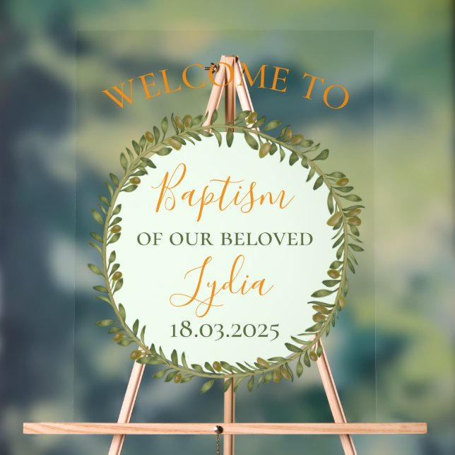 Personalized Baptism Acrylic Welcome Sign (Neutral)