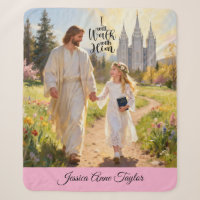 Personalized Baptism Blanket-I Will Walk With Him
