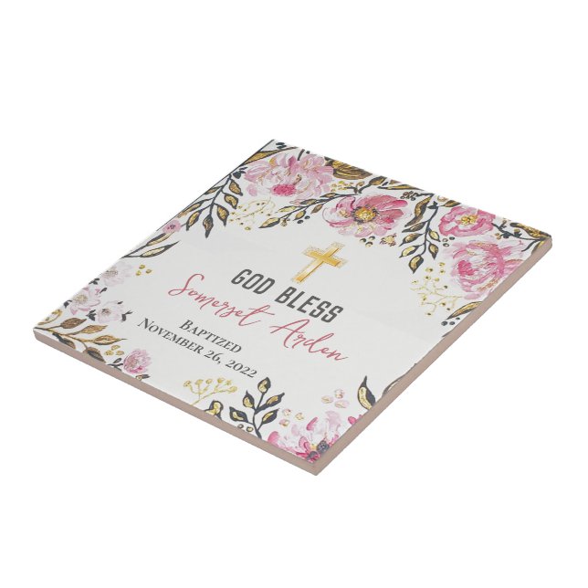 Personalized Baptism Ceramic Tile (Side)