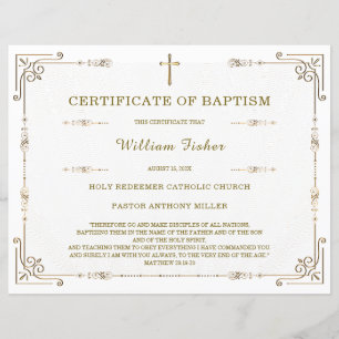 Personalized Baptism Certificate Template Editable